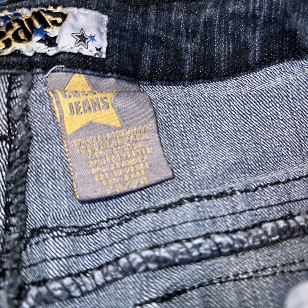 y2k Crest Jeans Size 23/24 Black Retro Grunge Cotton Denim Pants - Picture 11 of 12